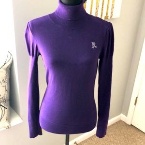 Ralph Lauren purple turtleneck sweater with RL embroidered logo on front